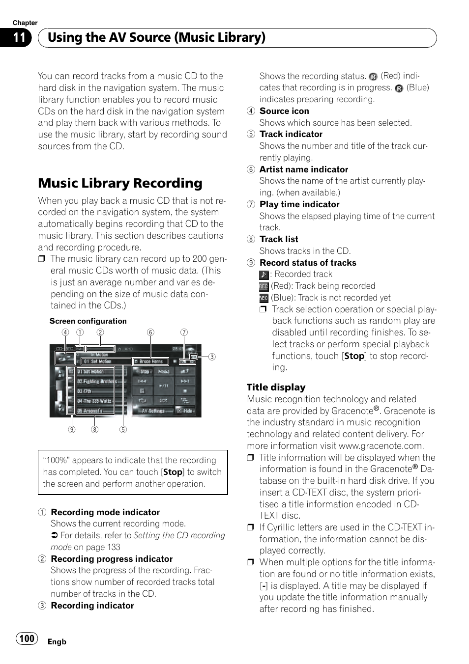 Music library recording, Using the av source (music library) | Pioneer AVIC-HD3-II User Manual | Page 100 / 189