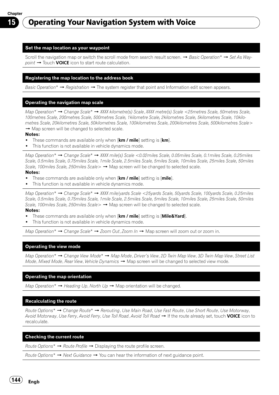Operating your navigation system with voice | Pioneer AVIC-HD3-II User Manual | Page 144 / 189