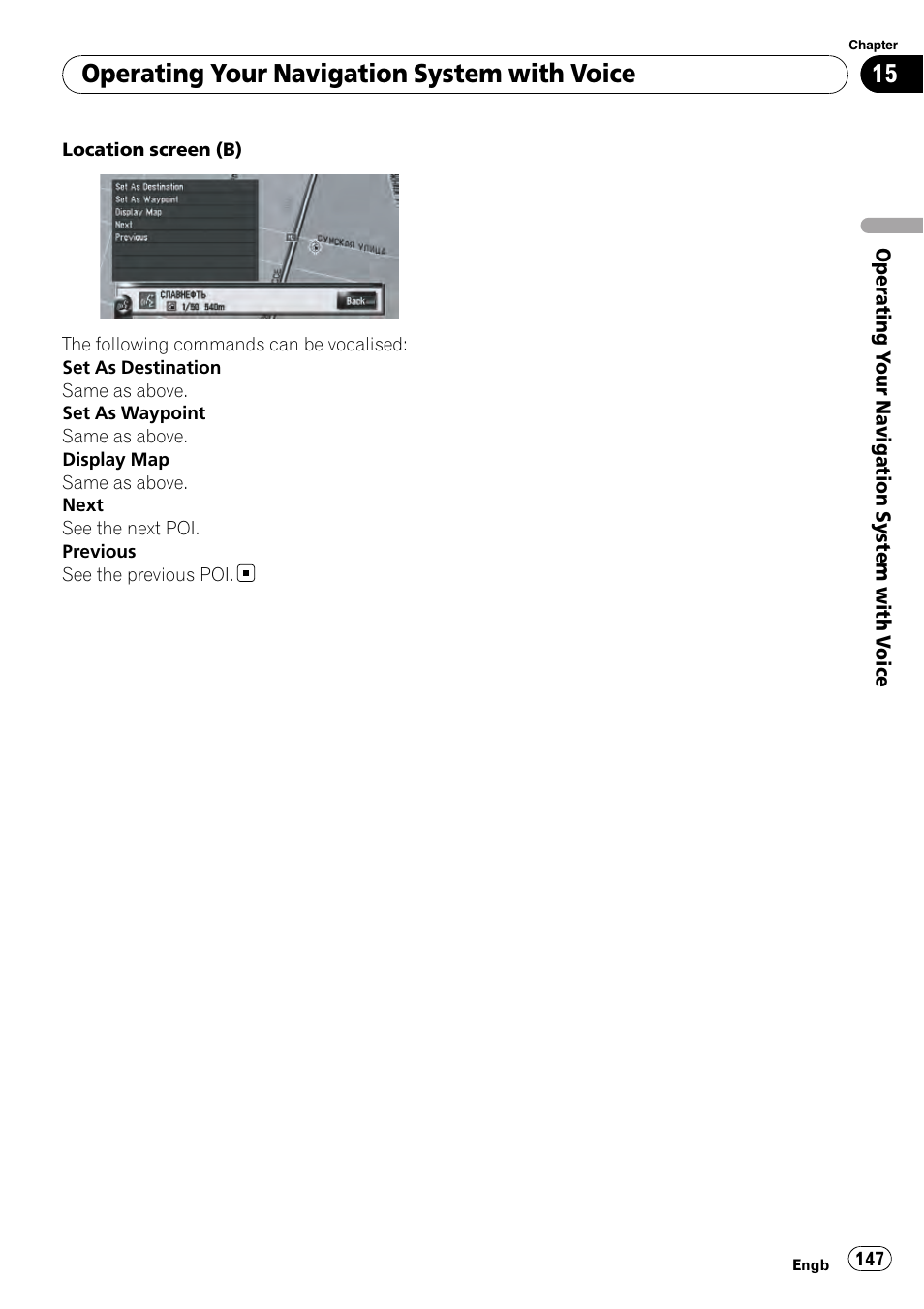 Operating your navigation system with voice | Pioneer AVIC-HD3-II User Manual | Page 147 / 189