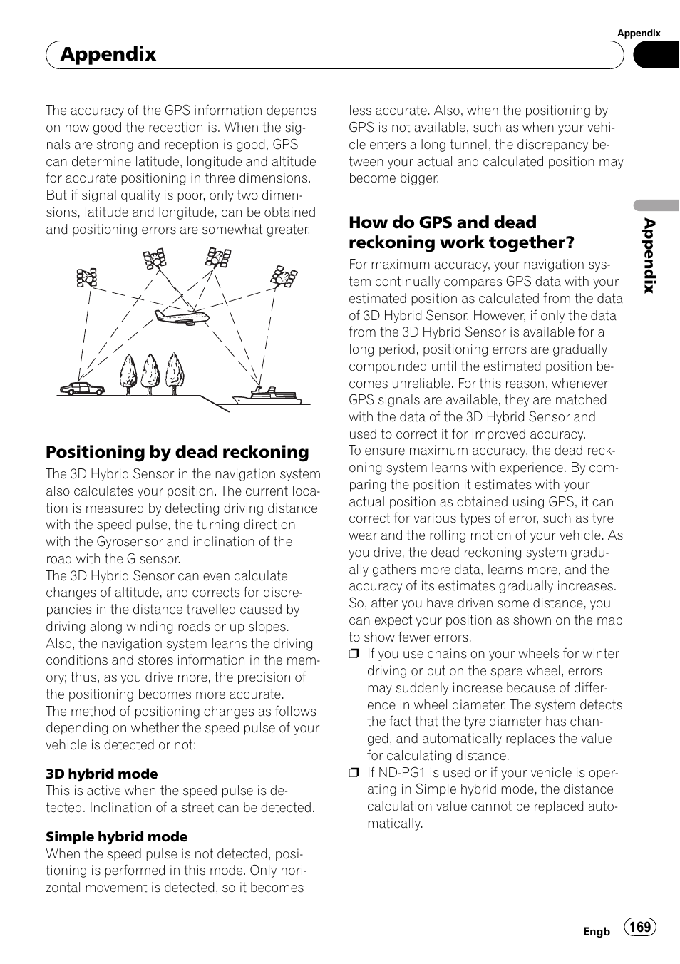 Positioning by dead reckoning 169, How do gps and dead reckoning work, Together | Appendix | Pioneer AVIC-HD3-II User Manual | Page 169 / 189