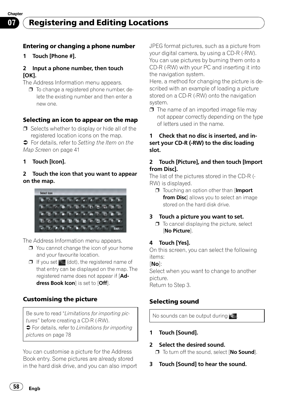 Registering and editing locations | Pioneer AVIC-HD3-II User Manual | Page 58 / 189