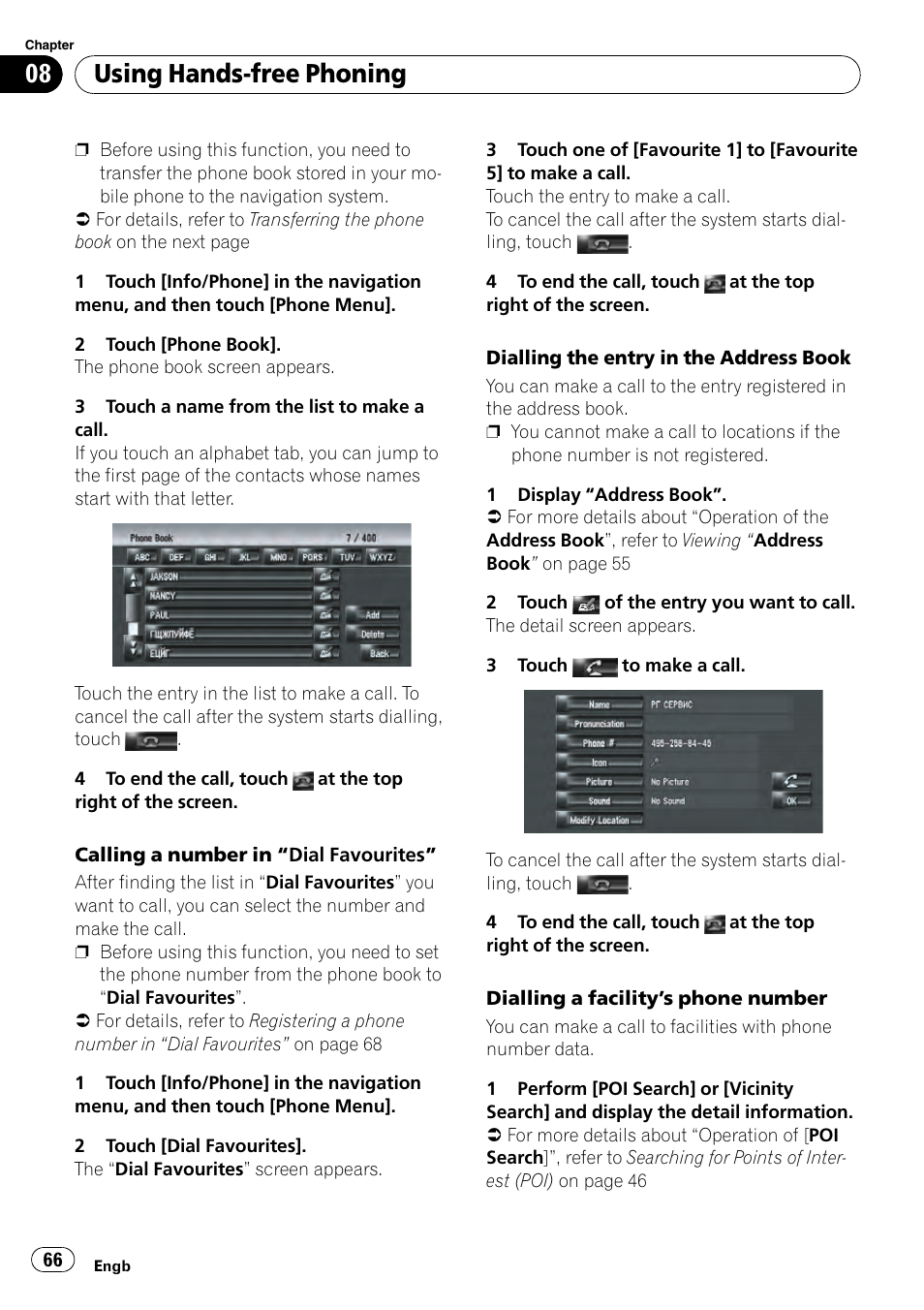 Using hands-free phoning | Pioneer AVIC-HD3-II User Manual | Page 66 / 189