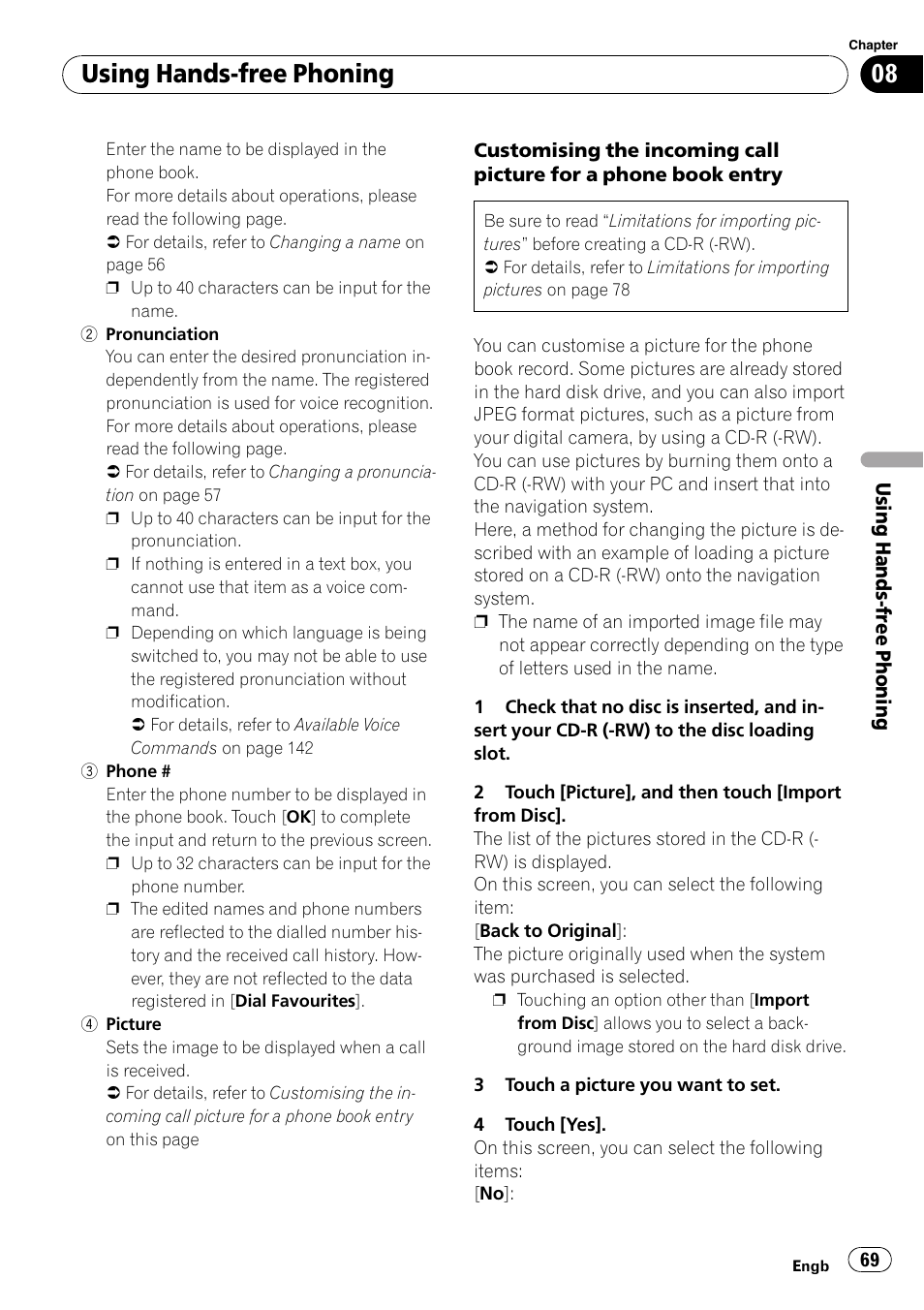 Using hands-free phoning | Pioneer AVIC-HD3-II User Manual | Page 69 / 189
