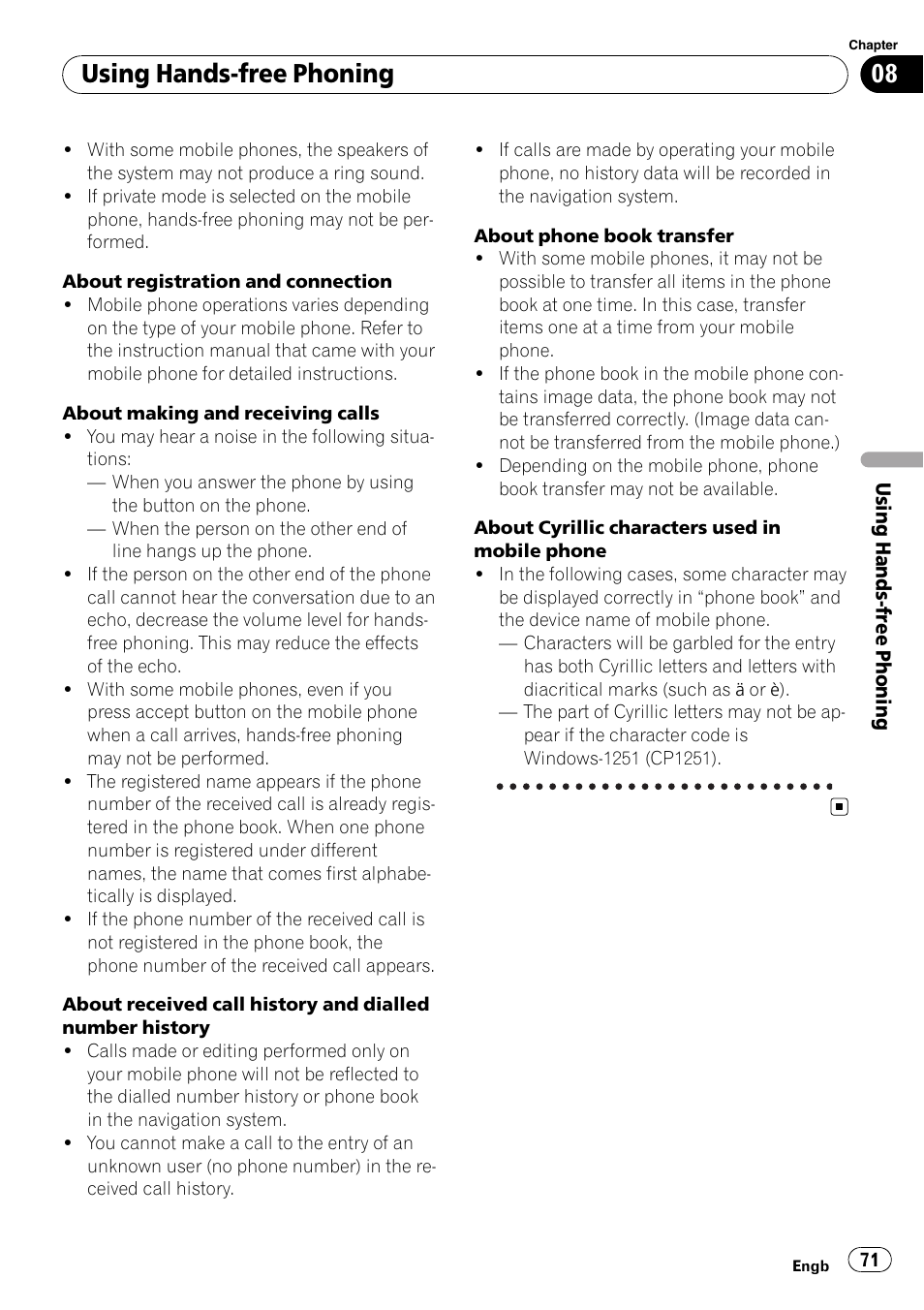 Using hands-free phoning | Pioneer AVIC-HD3-II User Manual | Page 71 / 189