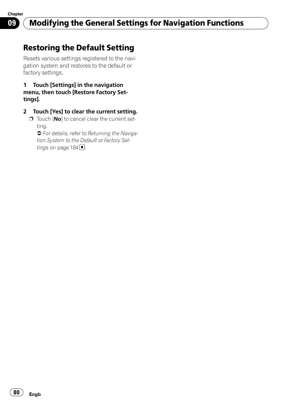 Restoring the default setting | Pioneer AVIC-HD3-II User Manual | Page 80 / 189