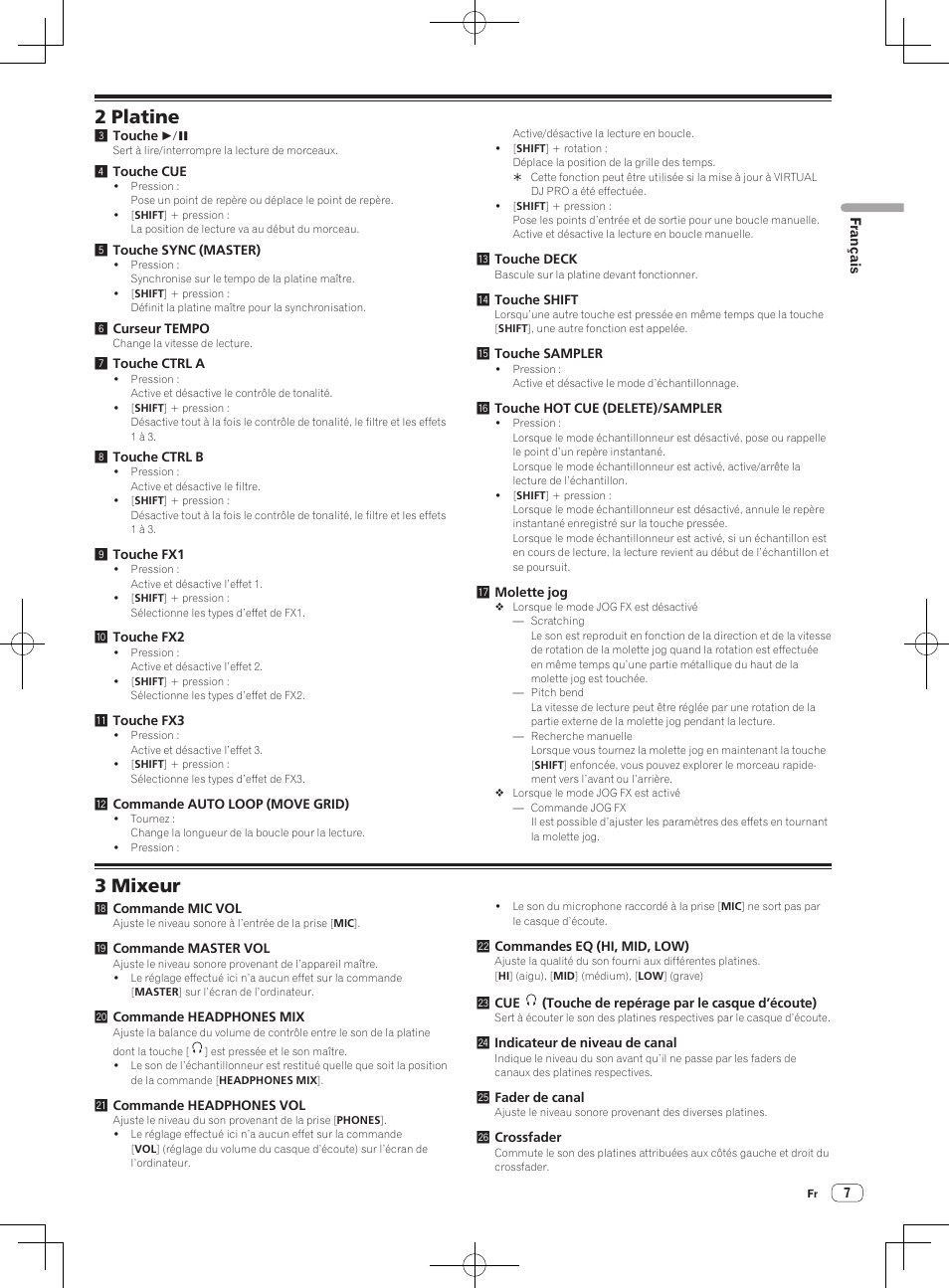 2 platine, 3 mixeur | Pioneer DDJ-WeGO-G User Manual | Page 13 / 64