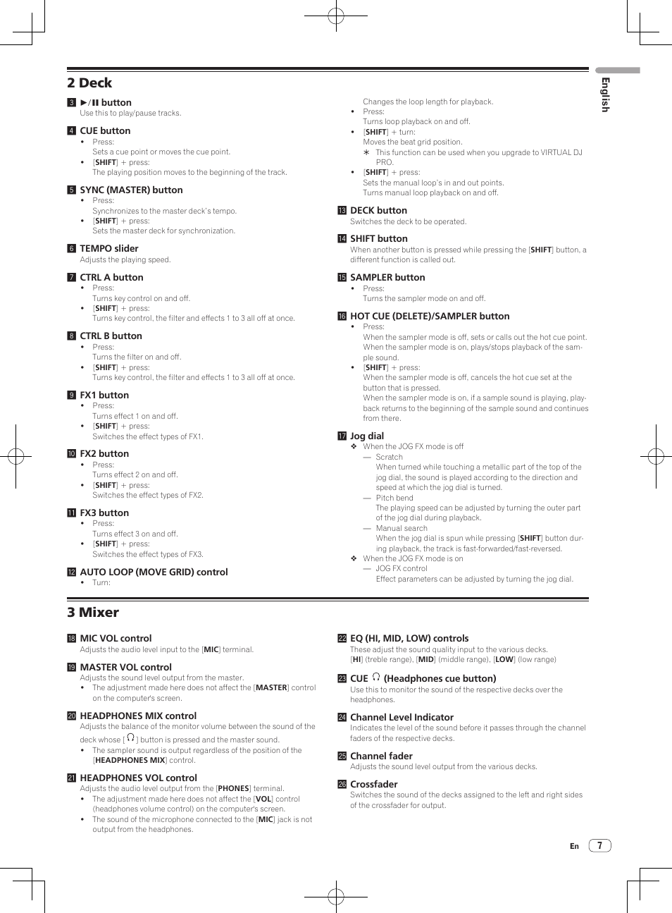 2 deck, 3 mixer | Pioneer DDJ-WeGO-G User Manual | Page 7 / 64