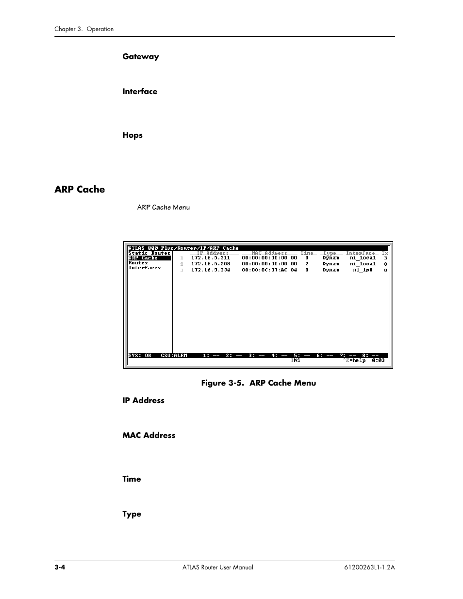 Arp cache | ADTRAN 1200263L1-1.2A User Manual | Page 14 / 33