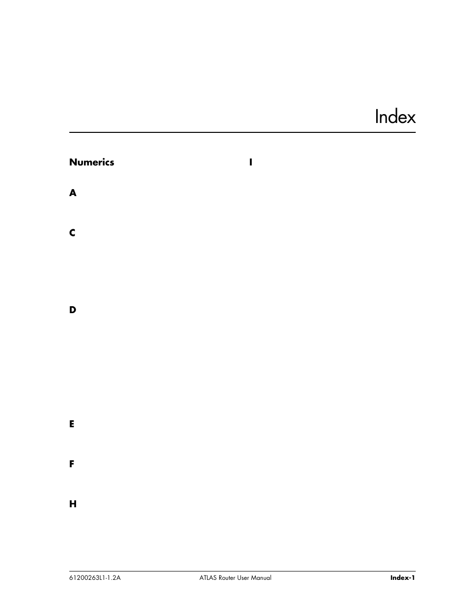 Index | ADTRAN 1200263L1-1.2A User Manual | Page 31 / 33