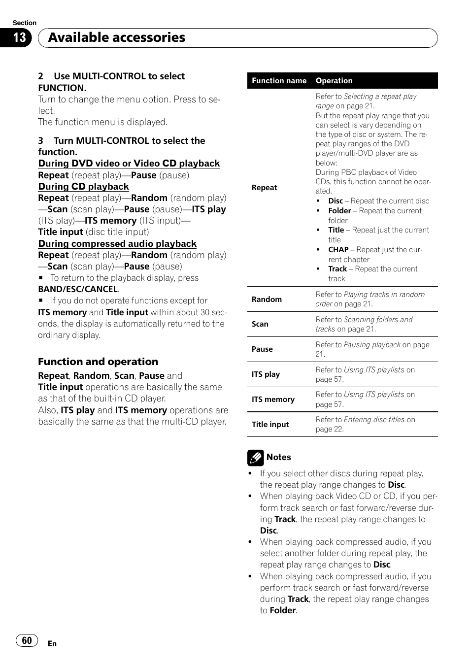 Available accessories | Pioneer DEH-P7100BT User Manual | Page 60 / 69