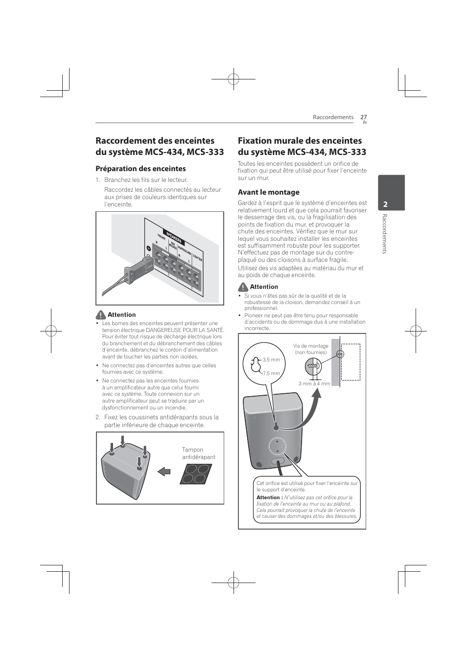 Préparation des enceintes, Avant le montage | Pioneer MCS-FS131 User Manual | Page 121 / 576