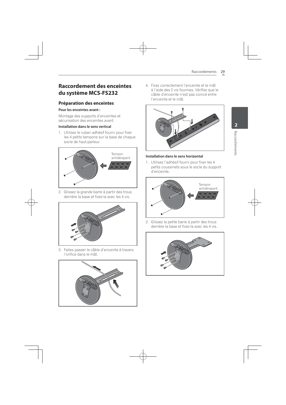 Raccordement des enceintes du système mcs- fs232, Raccordement des enceintes du système mcs-fs232, Préparation des enceintes | Pioneer MCS-FS131 User Manual | Page 123 / 576