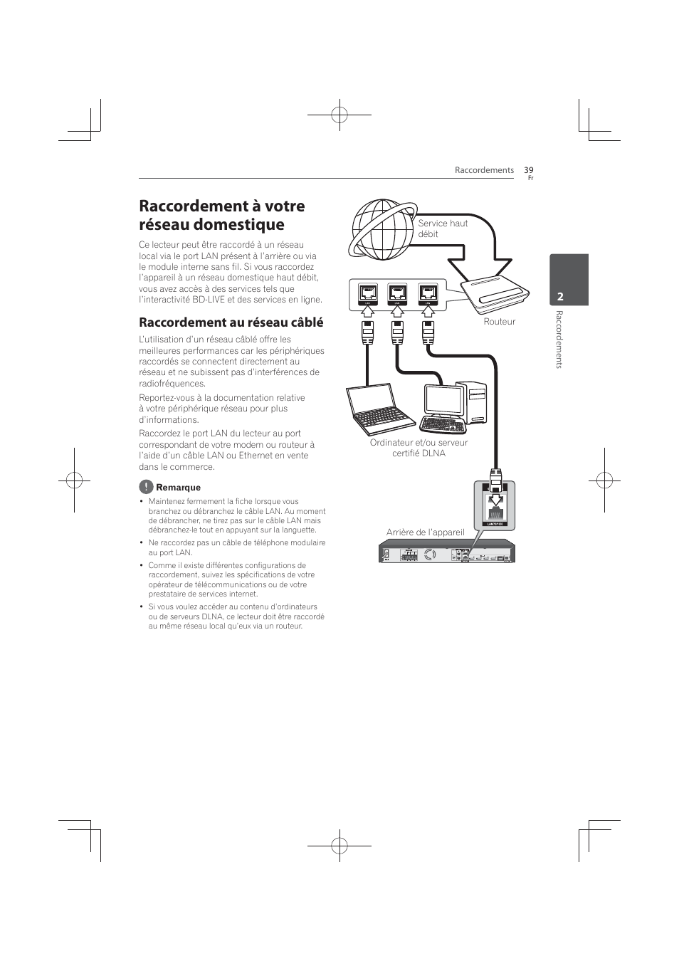 Raccordement à votre réseau domestique, Raccordement au réseau câblé | Pioneer MCS-FS131 User Manual | Page 133 / 576