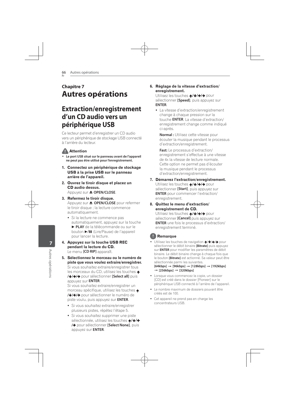 7 autres, Opérations, Autres opérations | 7chapitre 7 | Pioneer MCS-FS131 User Manual | Page 160 / 576