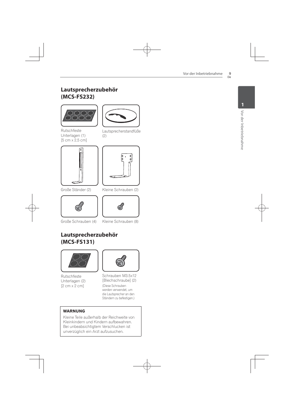 Lautsprecherzubehör, Mcs-fs232), Mcs-fs131) | Lautsprecherzubehör (mcs-fs232), Lautsprecherzubehör (mcs-fs131) | Pioneer MCS-FS131 User Manual | Page 205 / 576