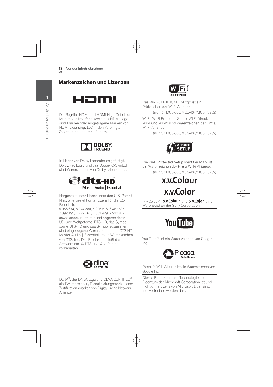 Markenzeichen und lizenzen | Pioneer MCS-FS131 User Manual | Page 214 / 576