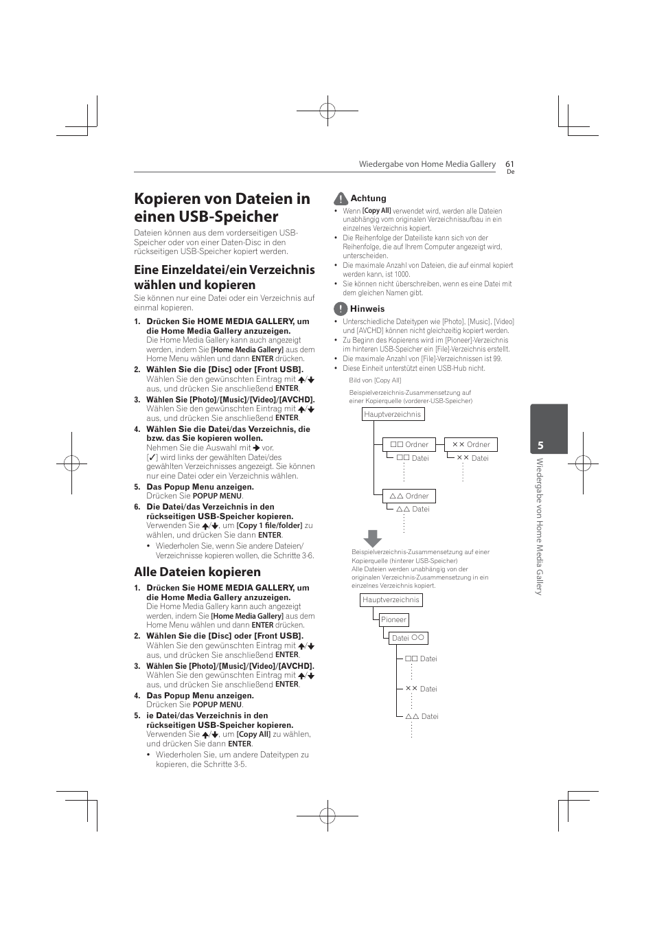 Kopieren von dateien in einen usb-speicher, Alle dateien kopieren | Pioneer MCS-FS131 User Manual | Page 257 / 576