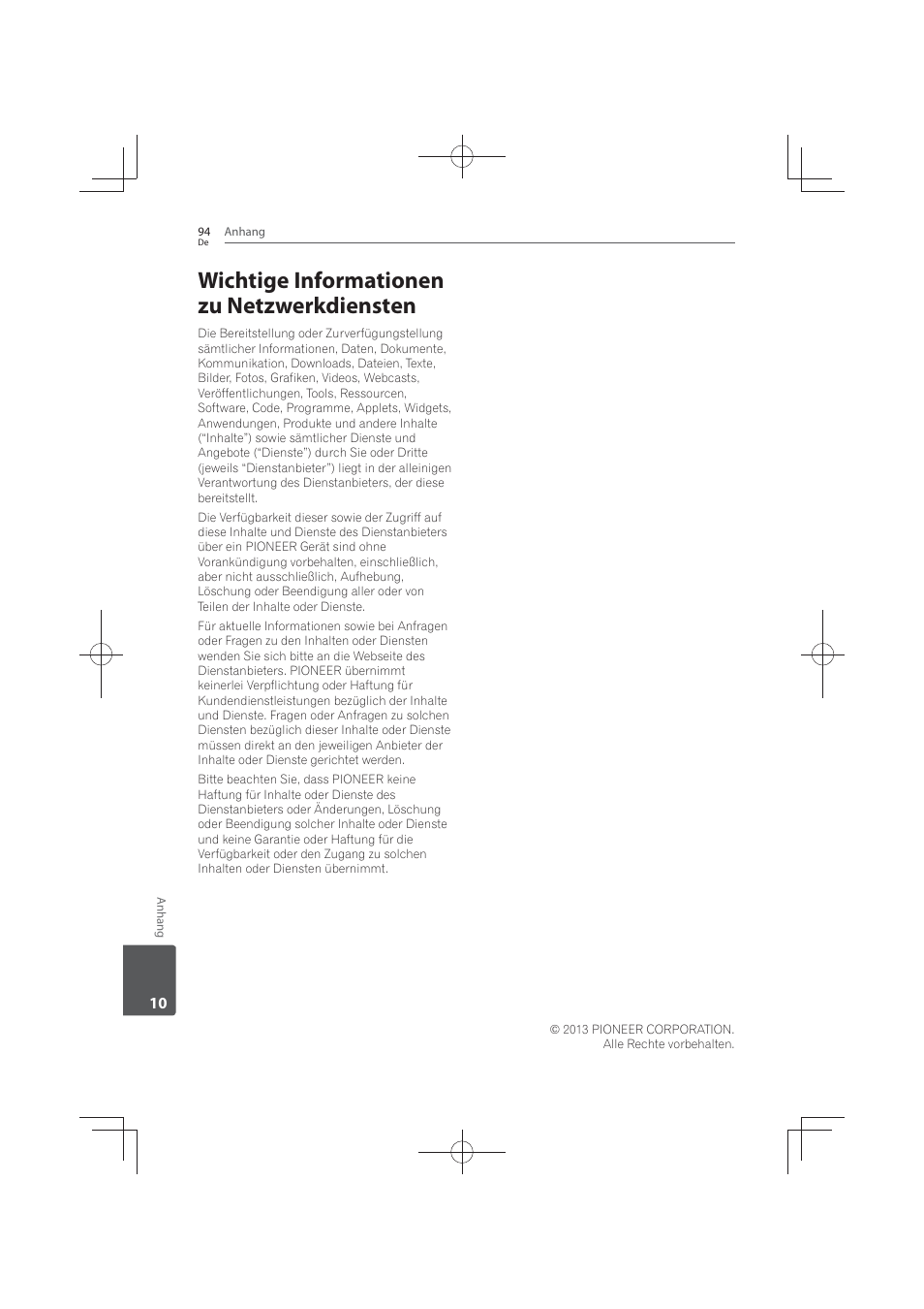 Wichtige informationen zu netzwerkdiensten | Pioneer MCS-FS131 User Manual | Page 290 / 576