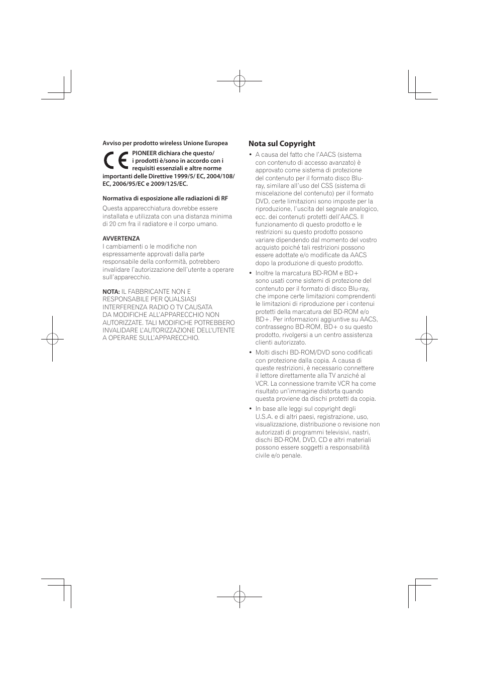 Nota sul copyright | Pioneer MCS-FS131 User Manual | Page 294 / 576