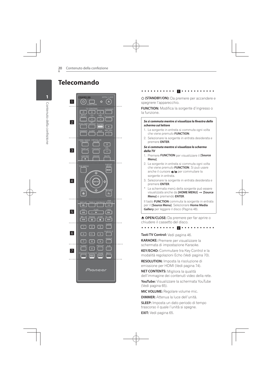 Telecomando | Pioneer MCS-FS131 User Manual | Page 310 / 576