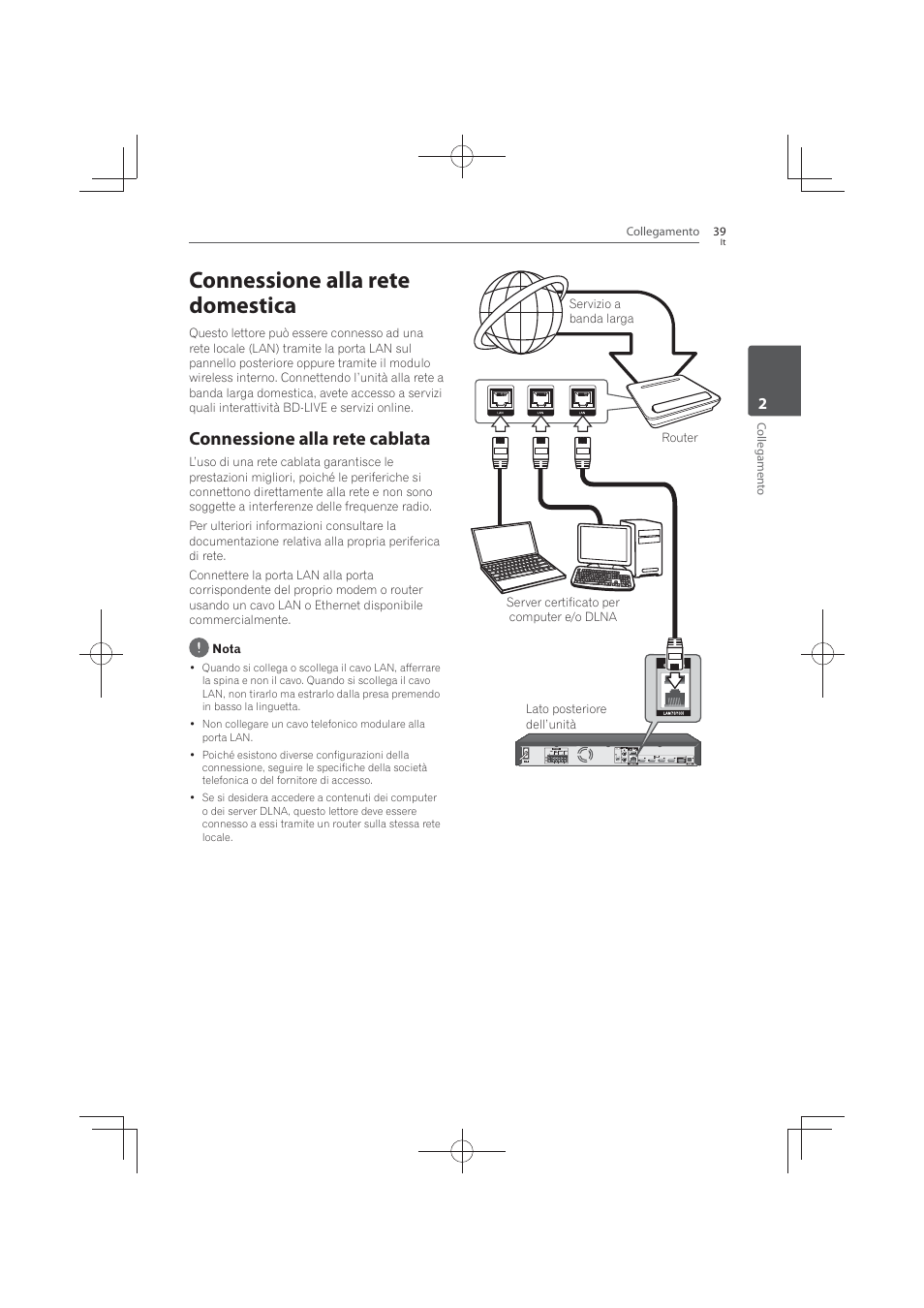 Connessione alla rete domestica, Connessione alla rete cablata | Pioneer MCS-FS131 User Manual | Page 329 / 576