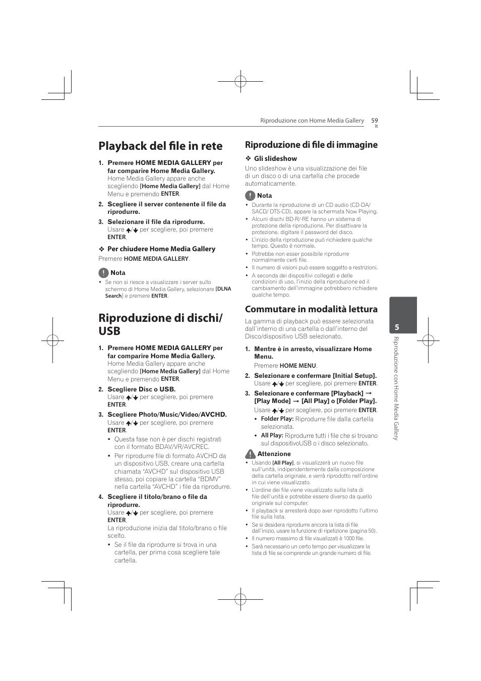 Playback del file in rete, Riproduzione di dischi/usb, Riproduzione di file di immagine | Commutare in modalità lettura, Riproduzione di dischi/ usb | Pioneer MCS-FS131 User Manual | Page 349 / 576