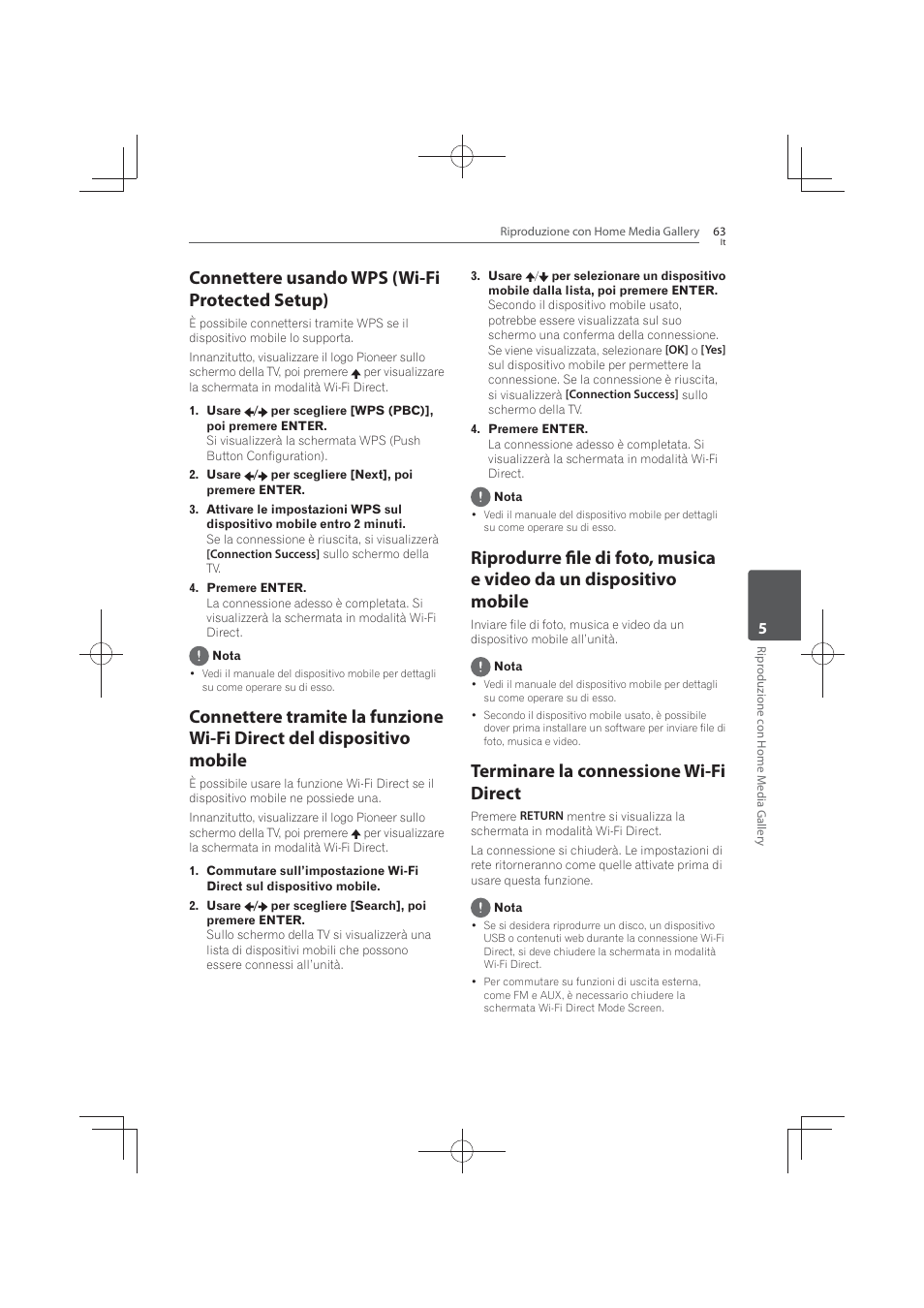 Connettere usando wps (wi-fi protected setup), Terminare la connessione wi-fi direct | Pioneer MCS-FS131 User Manual | Page 353 / 576