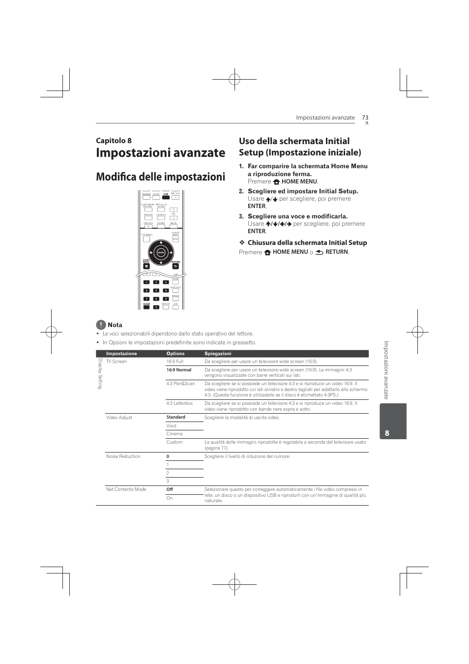 8 impostazioni, Avanzate, Modifica delle impostazioni | Impostazioni avanzate, 8capitolo 8 | Pioneer MCS-FS131 User Manual | Page 363 / 576
