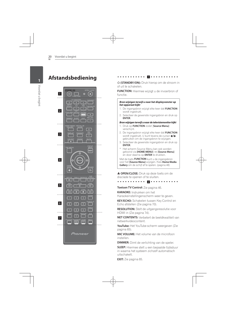 20 afstandsbediening, Afstandsbediening | Pioneer MCS-FS131 User Manual | Page 404 / 576