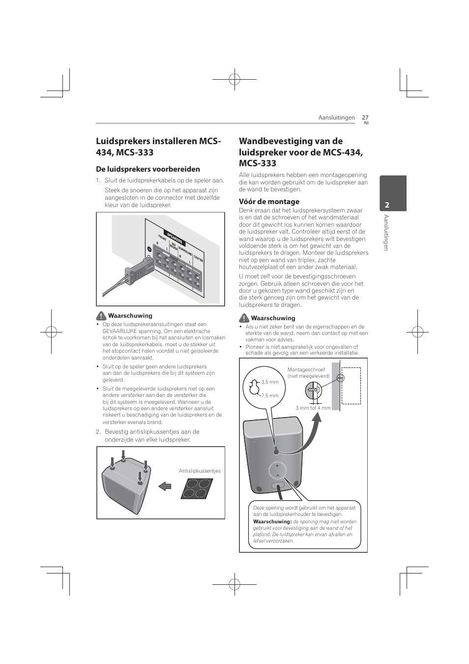 Luidsprekers installeren mcs-434, mcs-333, De luidsprekers voorbereiden, Vóór de montage | Pioneer MCS-FS131 User Manual | Page 411 / 576
