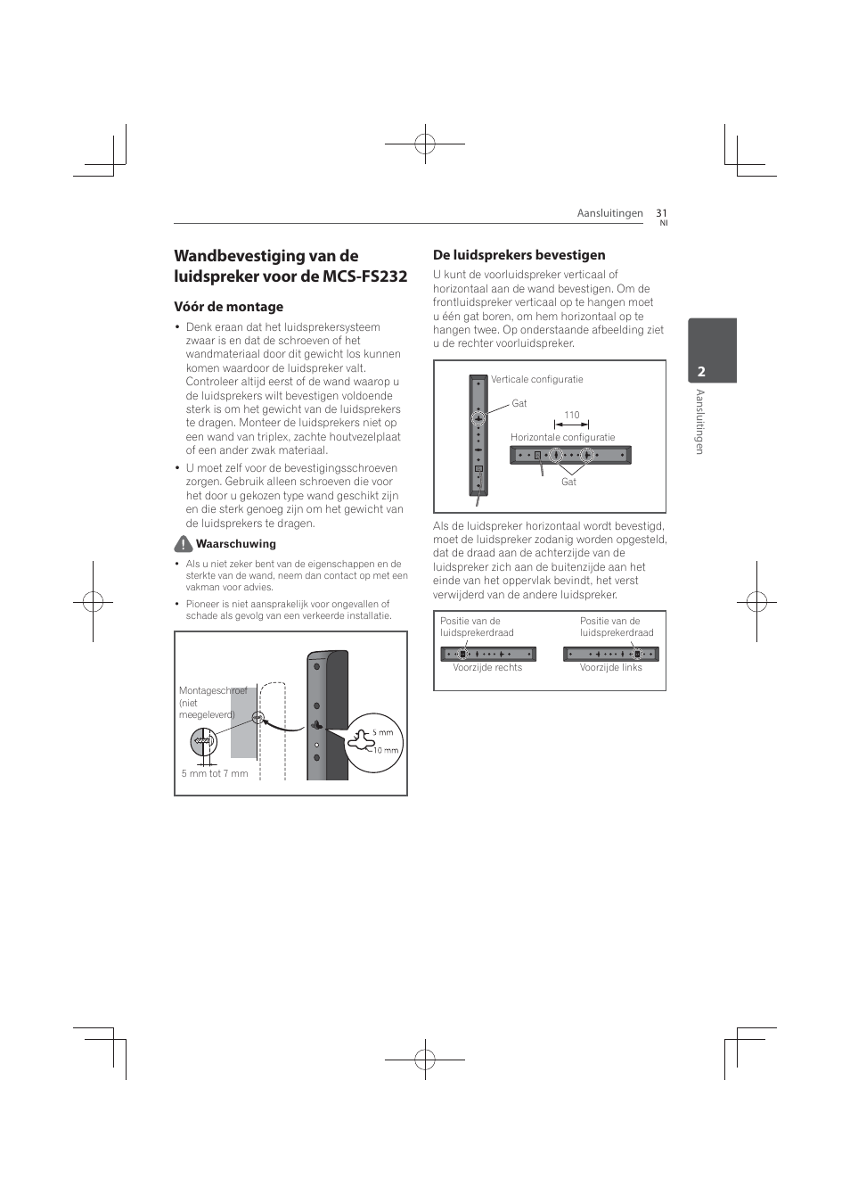 Vóór de montage, De luidsprekers bevestigen | Pioneer MCS-FS131 User Manual | Page 415 / 576