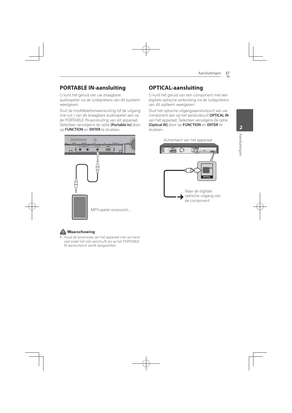 Portable, In-aansluiting, Optical-aansluiting | Portable in-aansluiting | Pioneer MCS-FS131 User Manual | Page 421 / 576