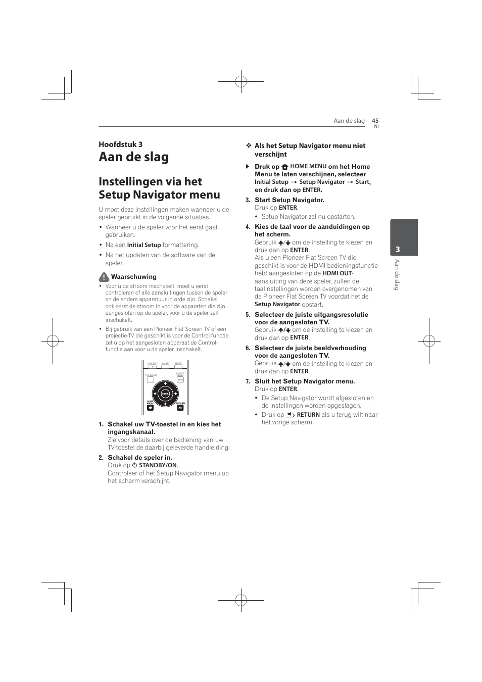 Aan de slag, Instellingen via het setup navigator menu | Pioneer MCS-FS131 User Manual | Page 429 / 576