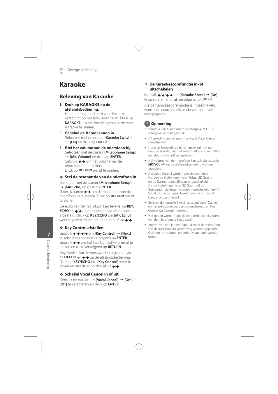 70 karaoke 70, Beleving van karaoke, Karaoke | Pioneer MCS-FS131 User Manual | Page 454 / 576
