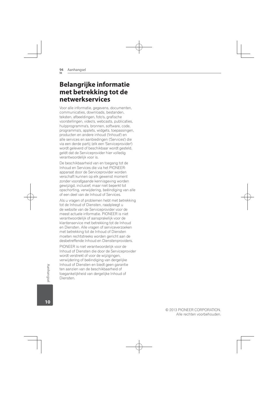 Belangrijke informatie met betrekking tot de, Netwerkservices | Pioneer MCS-FS131 User Manual | Page 478 / 576