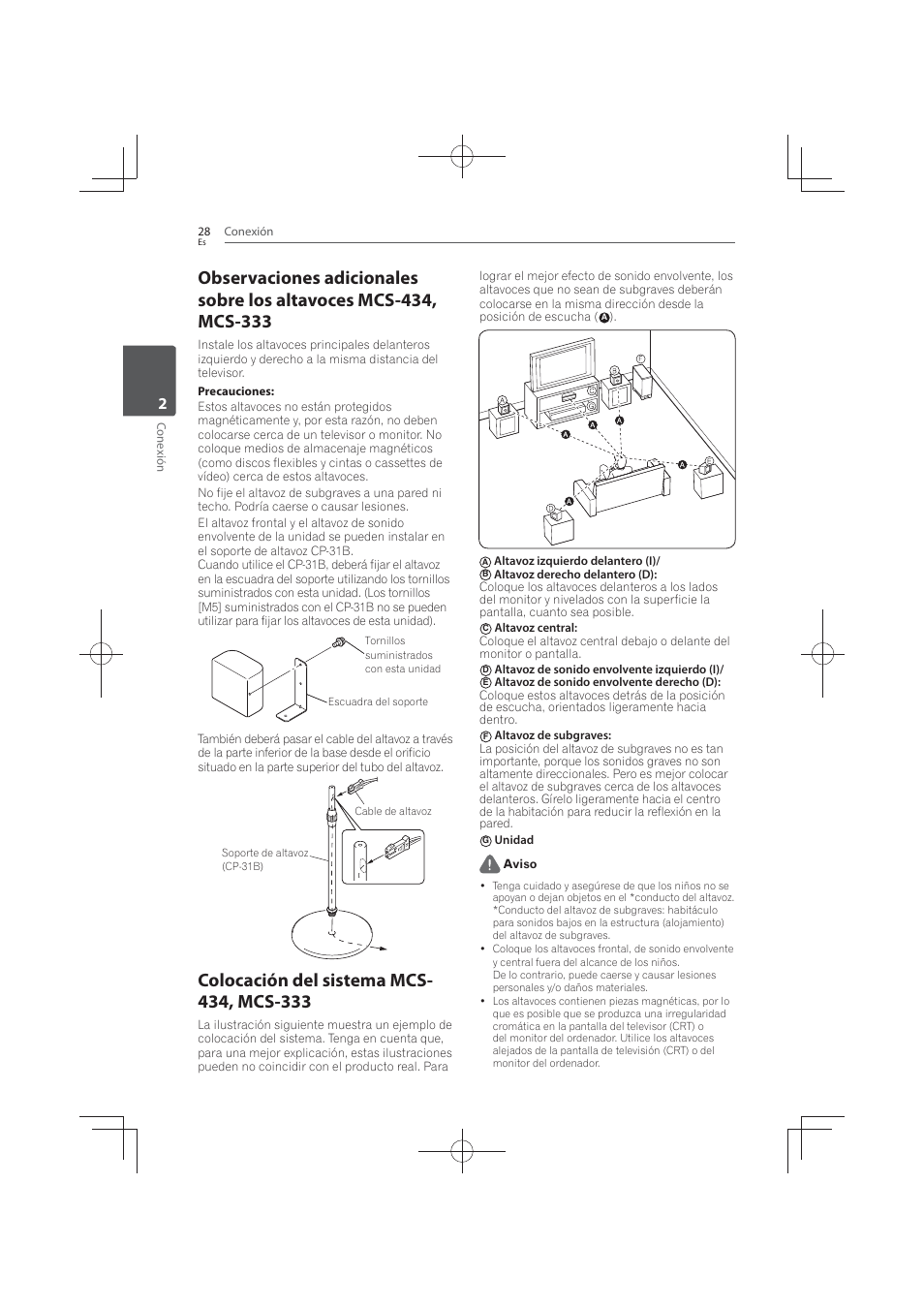 Colocación del sistema mcs-434, mcs-333 | Pioneer MCS-FS131 User Manual | Page 506 / 576