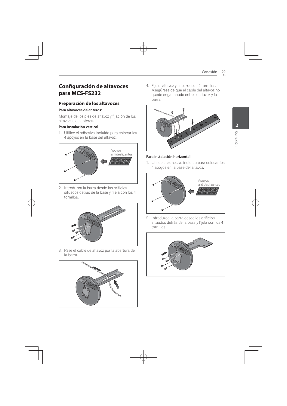 Configuración de altavoces para mcs-fs232, Preparación de los altavoces | Pioneer MCS-FS131 User Manual | Page 507 / 576