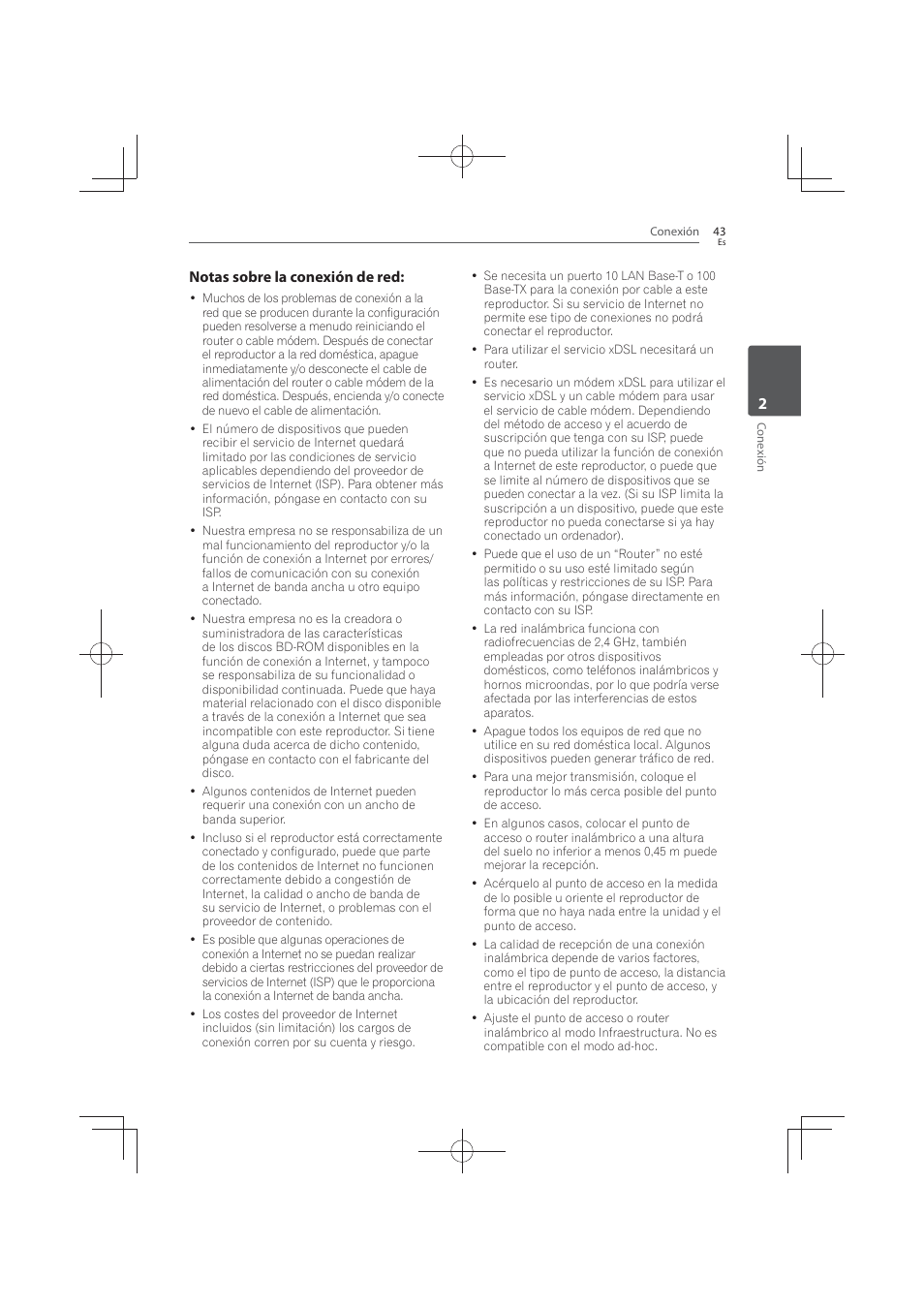 2notas sobre la conexión de red | Pioneer MCS-FS131 User Manual | Page 521 / 576