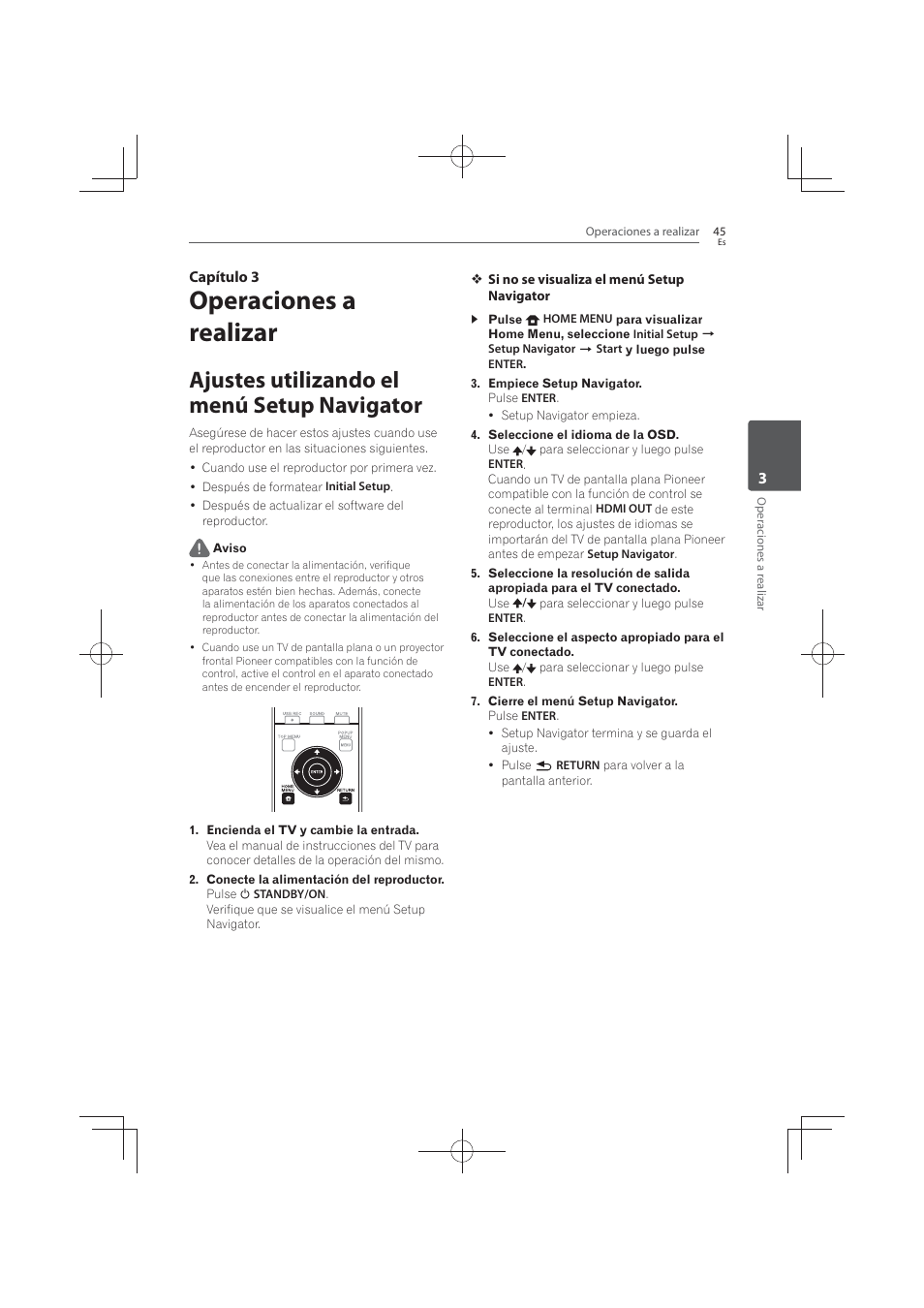 Operaciones a realizar, Ajustes utilizando el menú setup navigator | Pioneer MCS-FS131 User Manual | Page 523 / 576