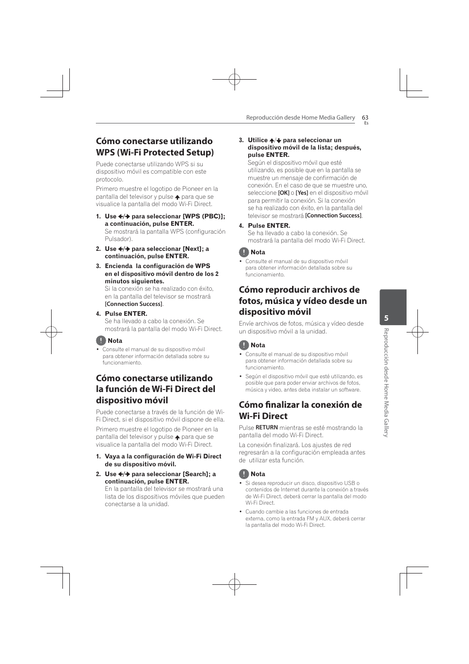 Cómo conectarse utilizando la función de wi-fi, Direct del dispositivo móvil, Cómo finalizar la conexión de wi-fi direct | Pioneer MCS-FS131 User Manual | Page 541 / 576