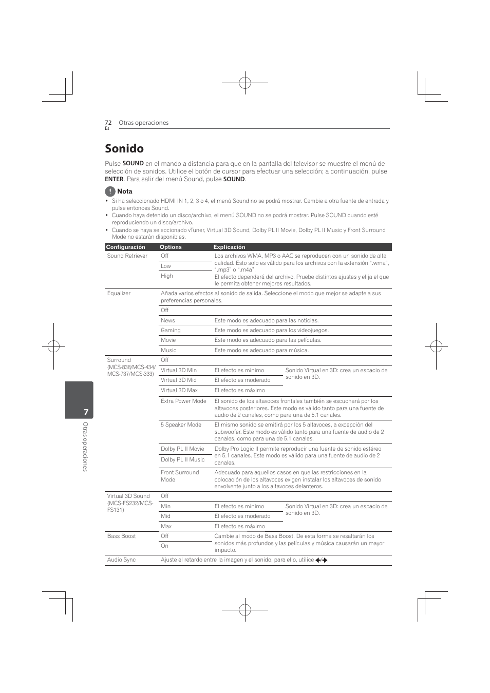 72 sonido, Sonido | Pioneer MCS-FS131 User Manual | Page 550 / 576