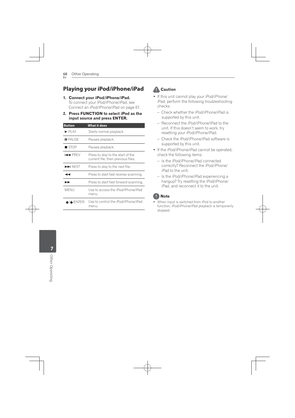 Playing your ipod/iphone/ipad | Pioneer MCS-FS131 User Manual | Page 68 / 576