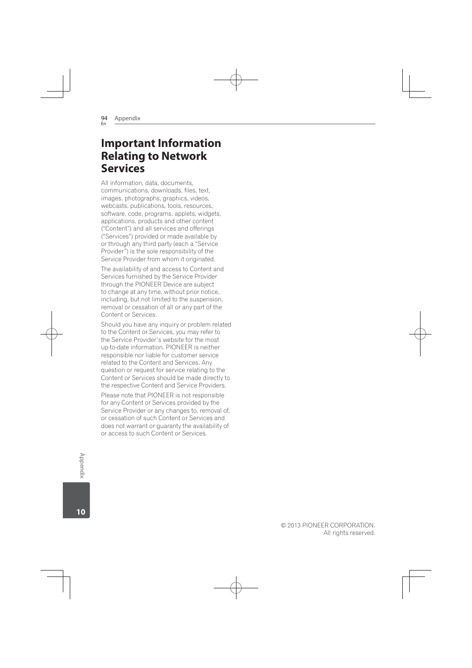 Important information relating to network services | Pioneer MCS-FS131 User Manual | Page 94 / 576