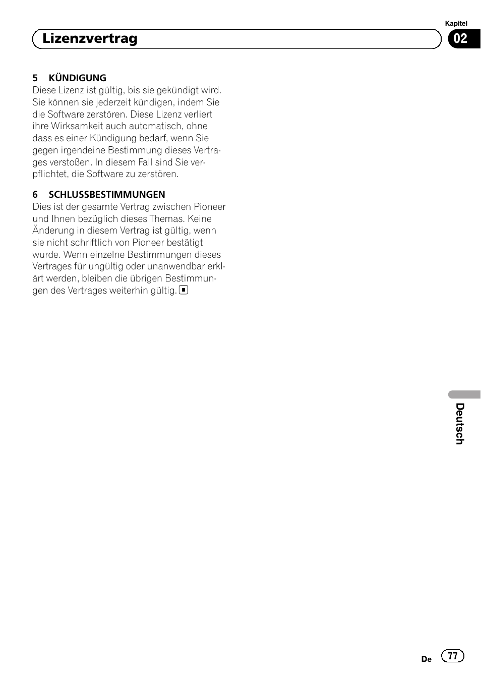 02 lizenzvertrag | Pioneer AVIC-F310BT User Manual | Page 77 / 100