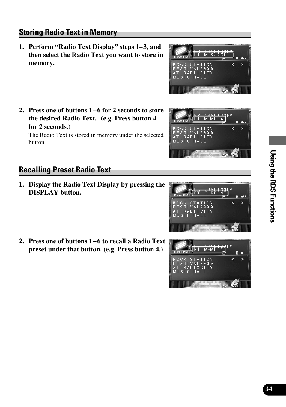 Recalling preset radio text | Pioneer AVM-P9000R User Manual | Page 35 / 112