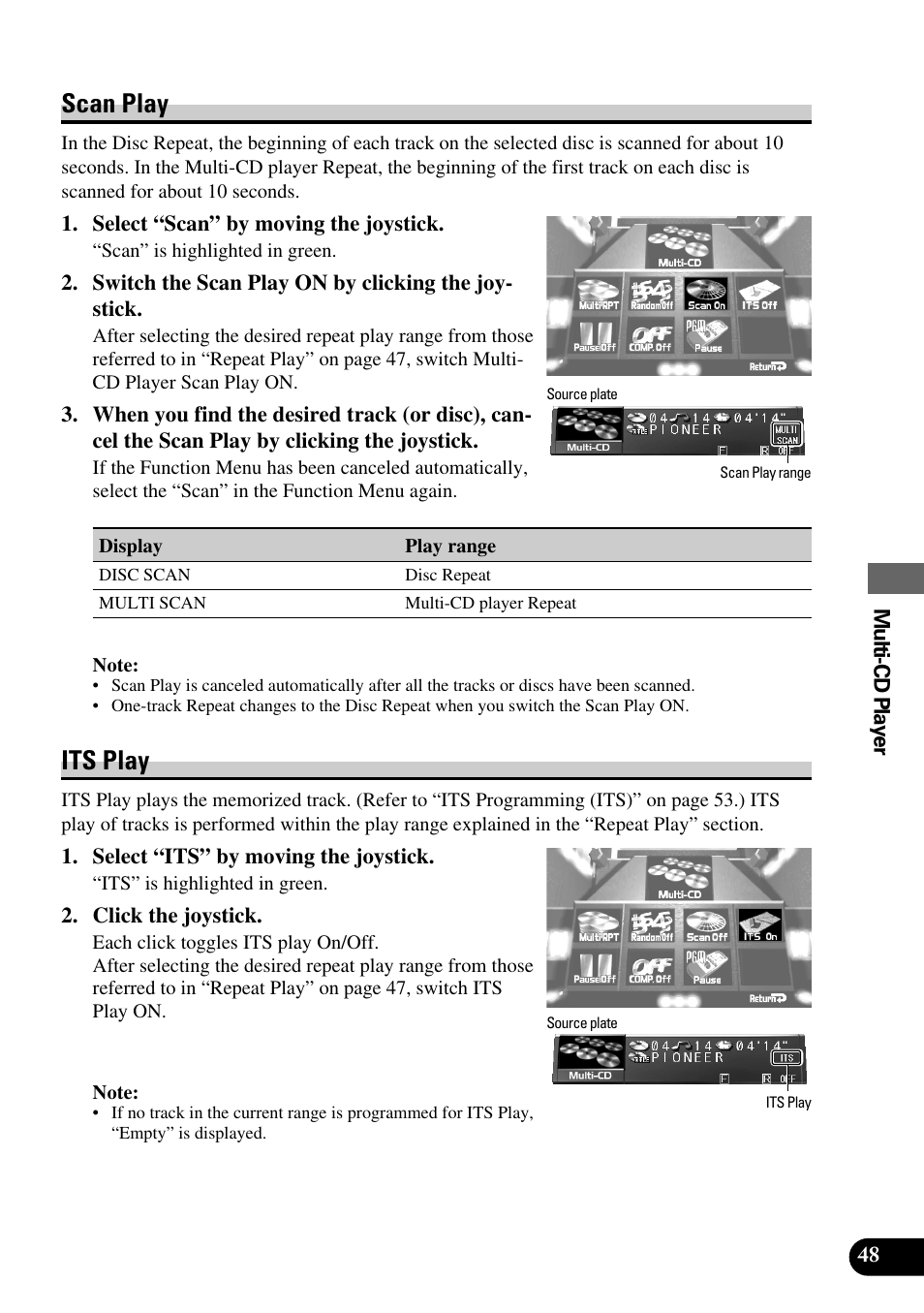 Scan play • its play, Scan play, Its play | Pioneer AVM-P9000R User Manual | Page 49 / 112