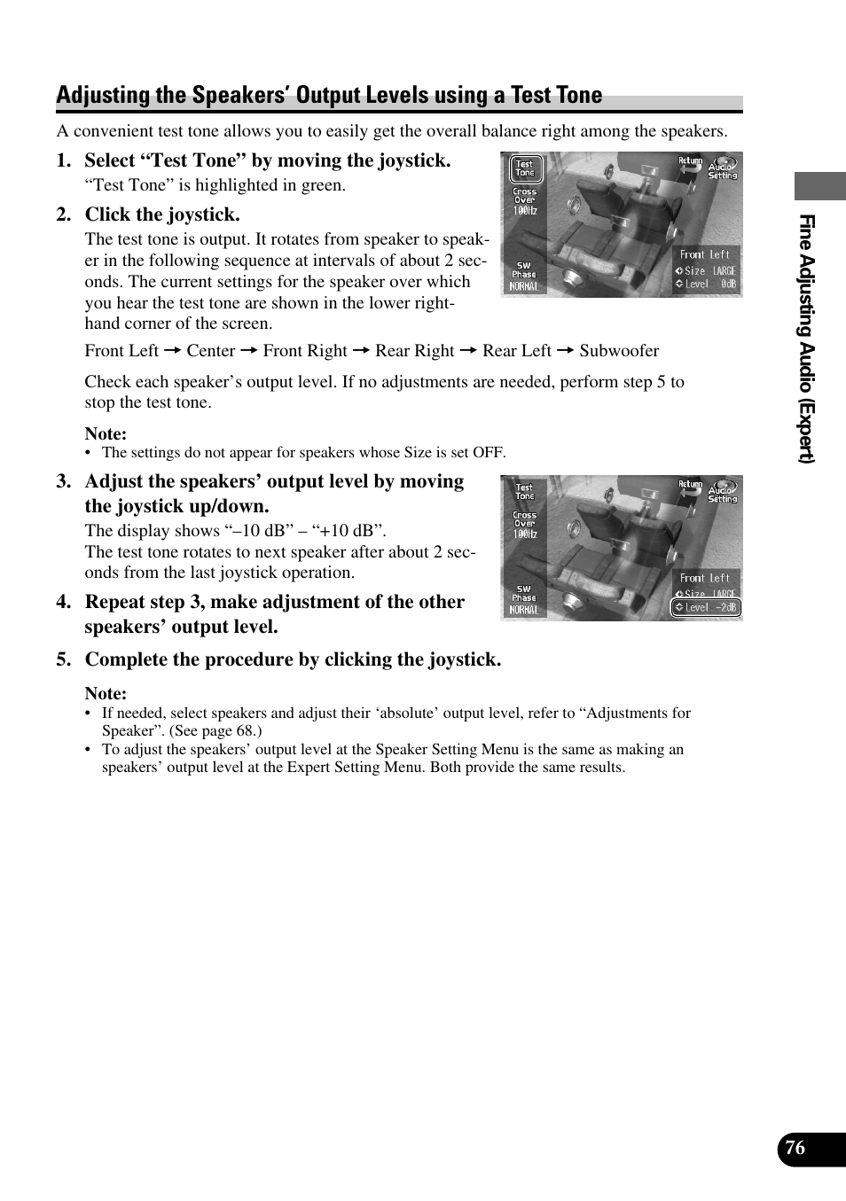 Adjusting the speakers’ output levels using a, Test tone | Pioneer AVM-P9000R User Manual | Page 77 / 112