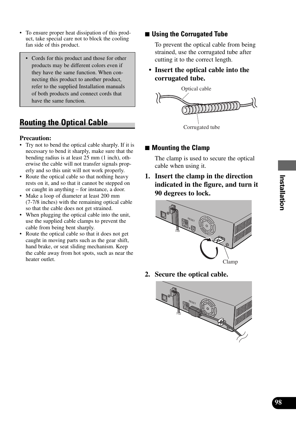 Routing the optical cable | Pioneer AVM-P9000R User Manual | Page 99 / 112