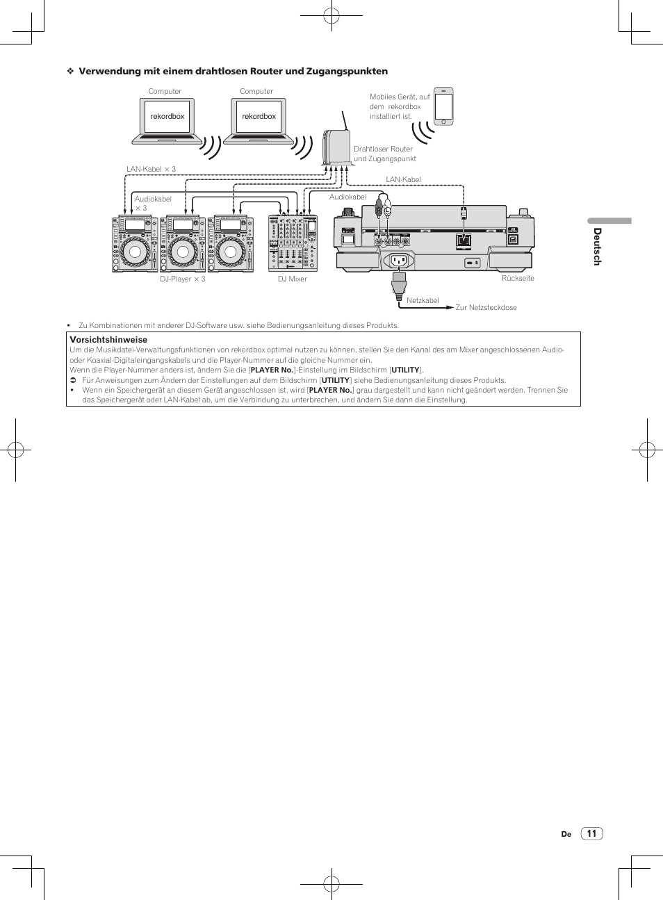 Deutsch, Vorsichtshinweise | Pioneer CDJ-2000NXS User Manual | Page 39 / 116