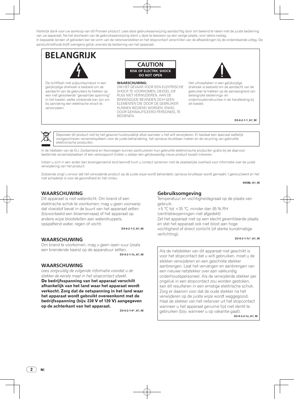 Lees dit voor gebruik (belangrijk)/snelstartgids, Multi-speler, Belangrijk | Caution, Waarschuwing, Gebruiksomgeving | Pioneer CDJ-2000NXS User Manual | Page 58 / 116